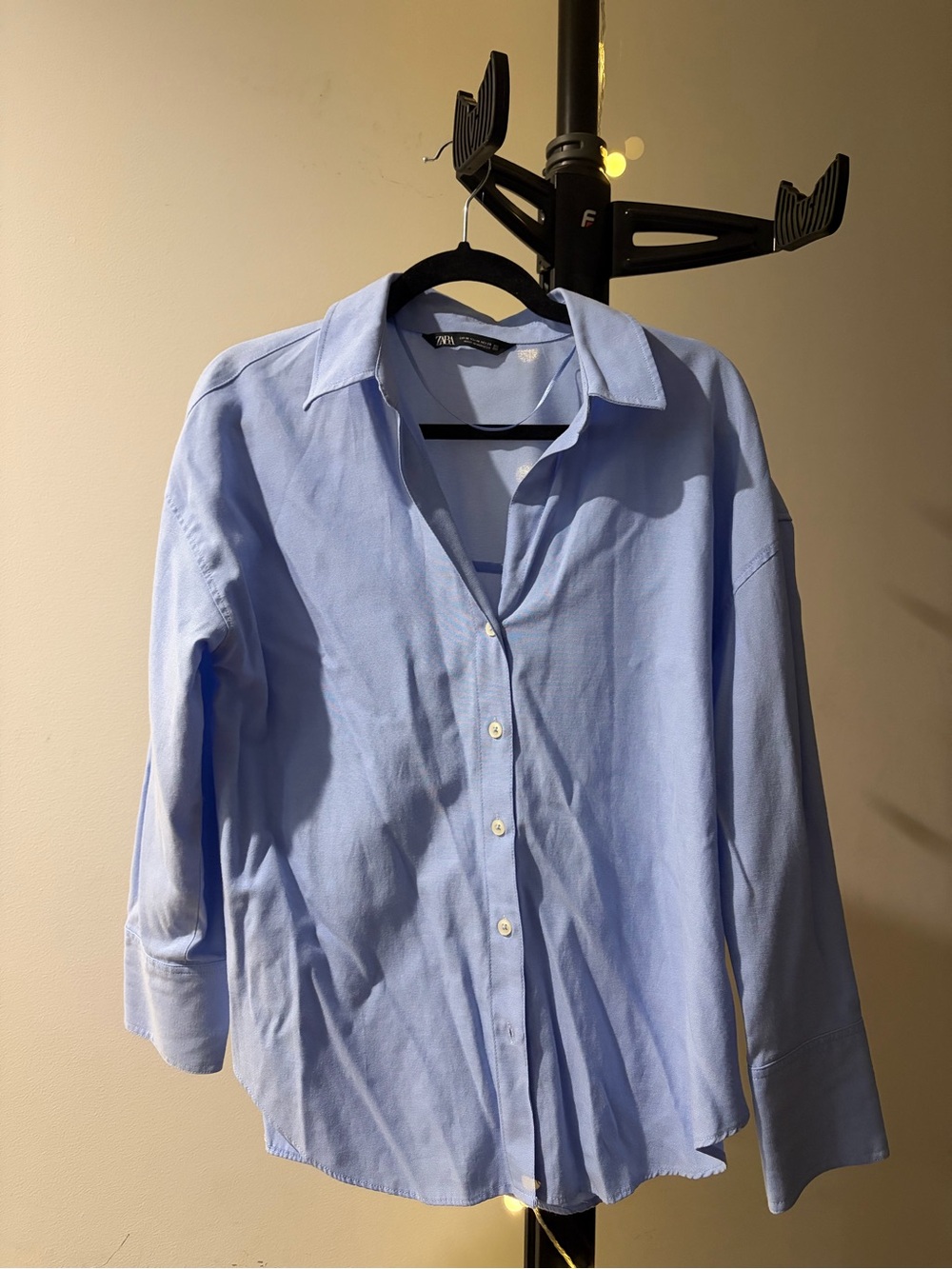 Zara Women’s Oversized Light Blue Casual Button-Down Shirt